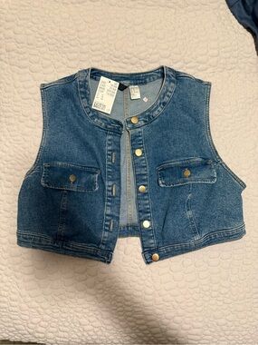 H&M Blue Denim Vest with Snap Buttons
